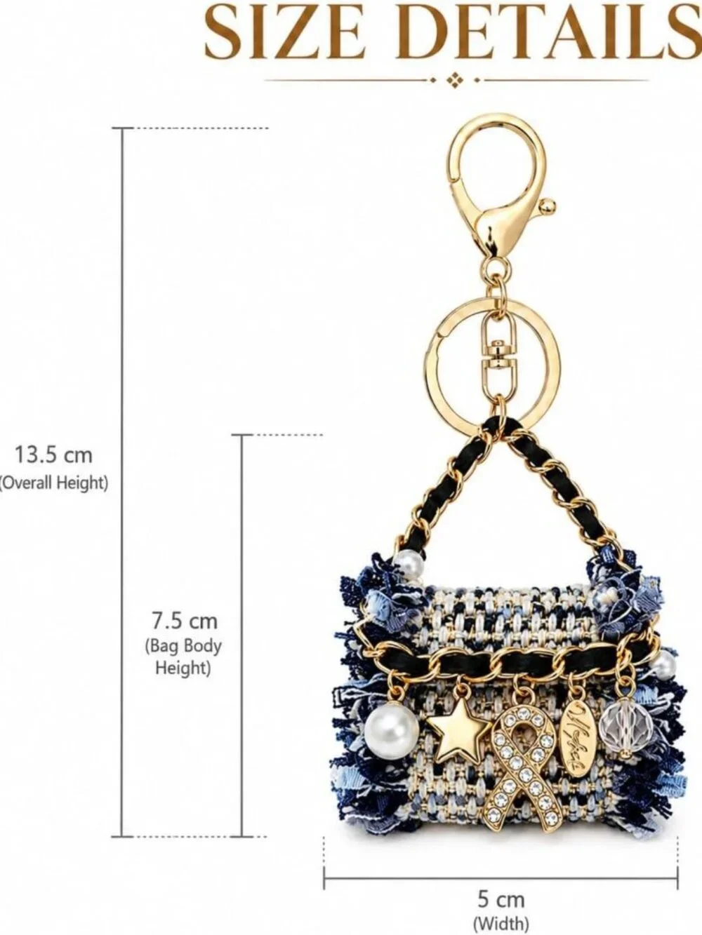 Chic Tweed Check Mini Bag Keychain - Stylish Accessory for Everyday Use